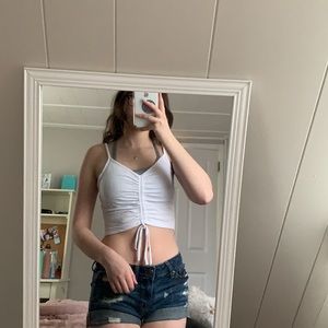 GARAGE tie front crop top white